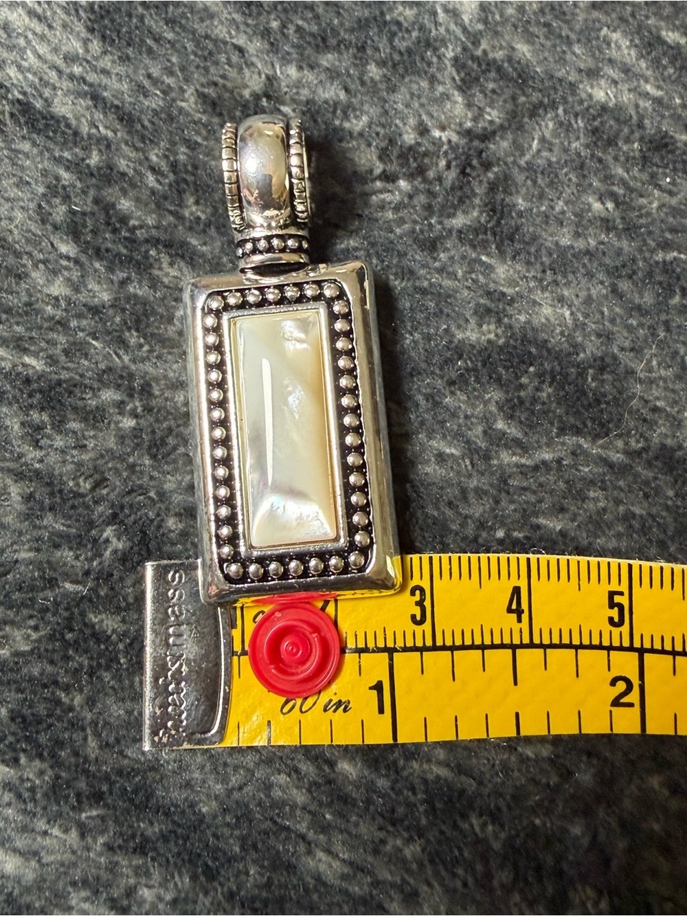 Premier Designs Mother of Pearl Pendant Silver Tone Statement Rectangle Charm - Picture 4 of 7